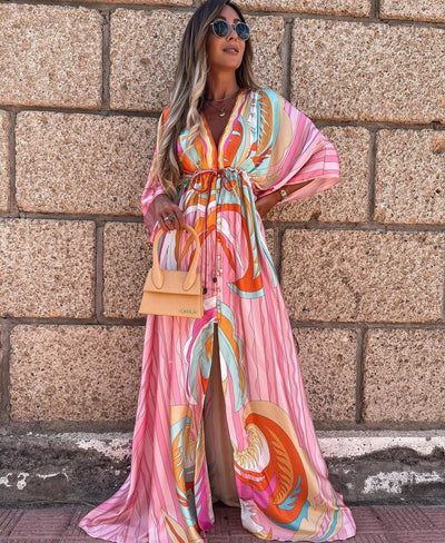 Floor-Length V-Neck Women's Dress