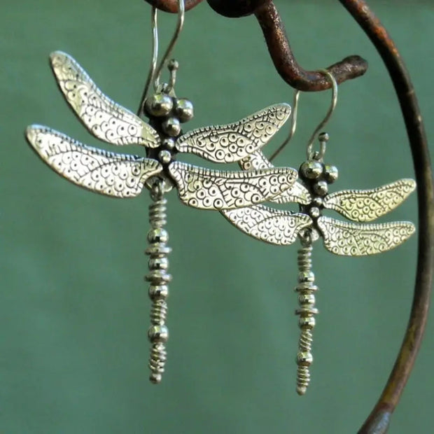 Dragonfly Earrings Carved Design