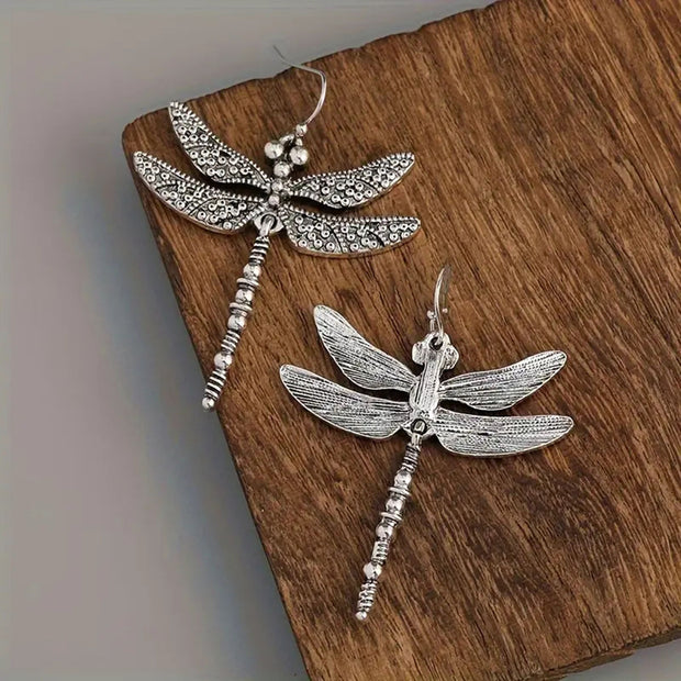 Dragonfly Earrings Carved Design