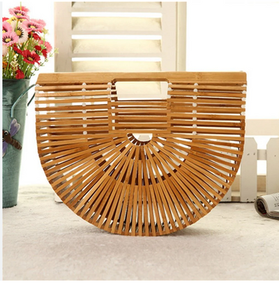 Handmade Bamboo Woven Arc Hand Bag